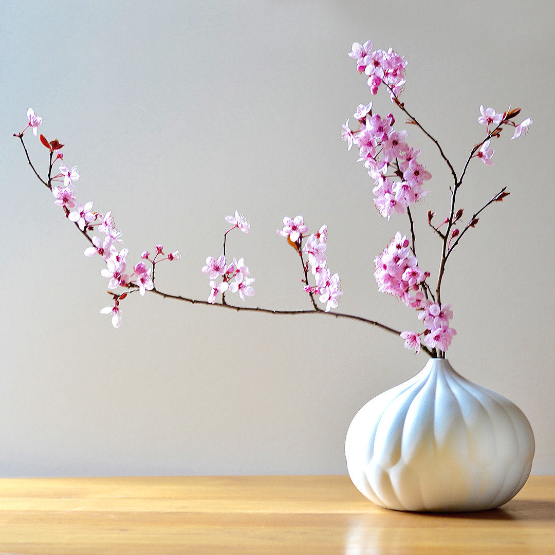 Large textured white porcelain Japandi ceramic vase