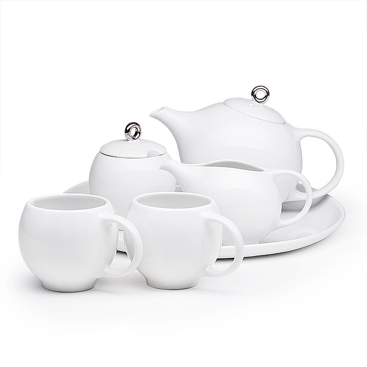 Eva 6-teiliges Teeservice – Moderne Teegeschirr-Kollektion – Weiß