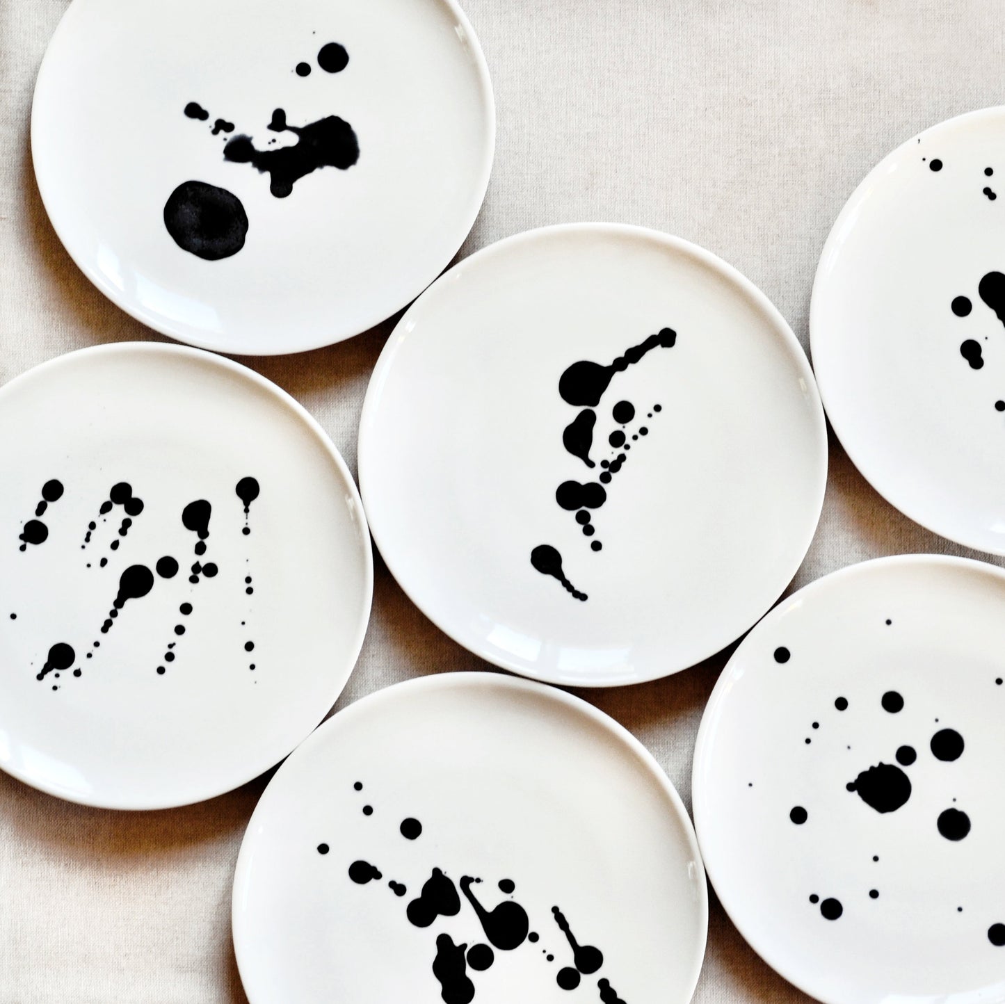 Juego de 6 placas de diseño de manchas de tinta Sumi-E (pedido personalizado)