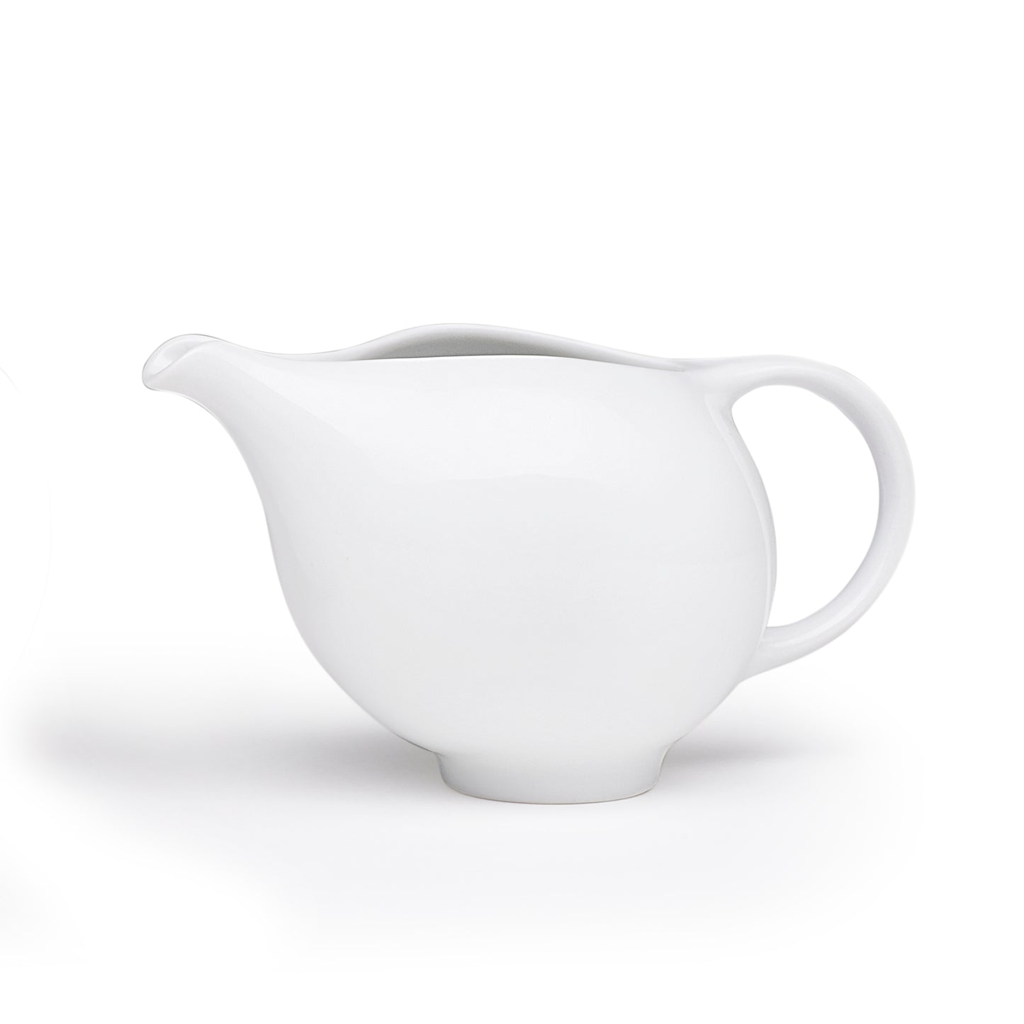 Glossy white ceramic creamer pitcher and sugar bowl set