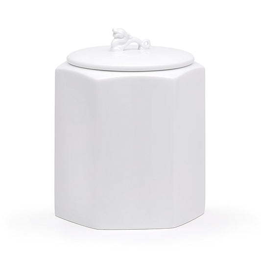 Dragon ceramic jar with porcelain hexagonal canister
