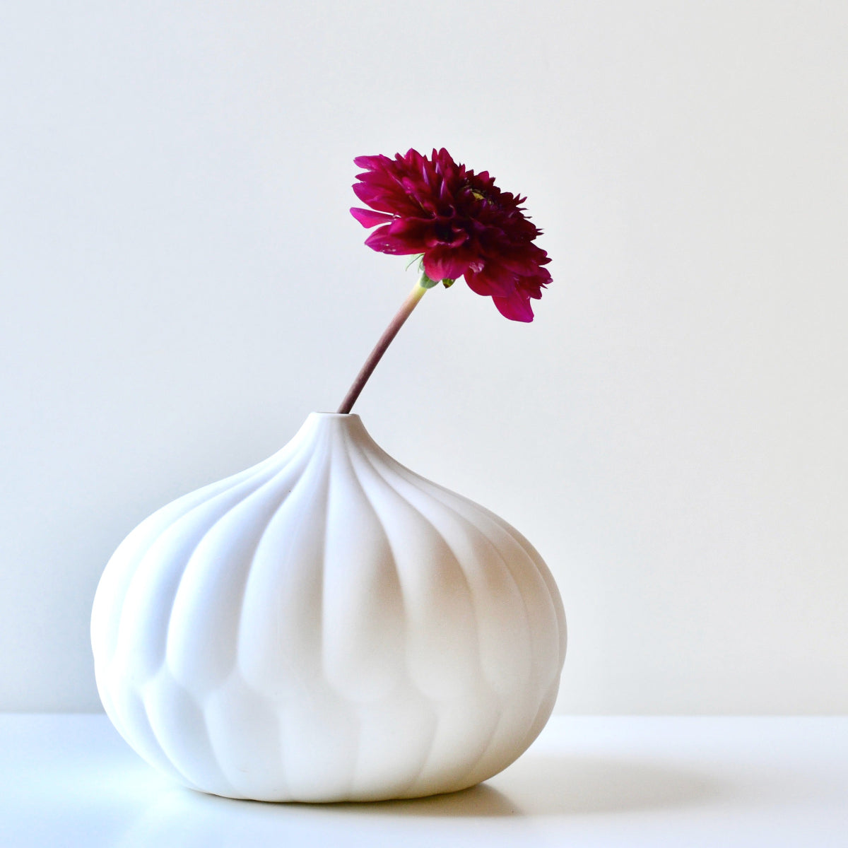 Large textured white porcelain Japandi ceramic vase