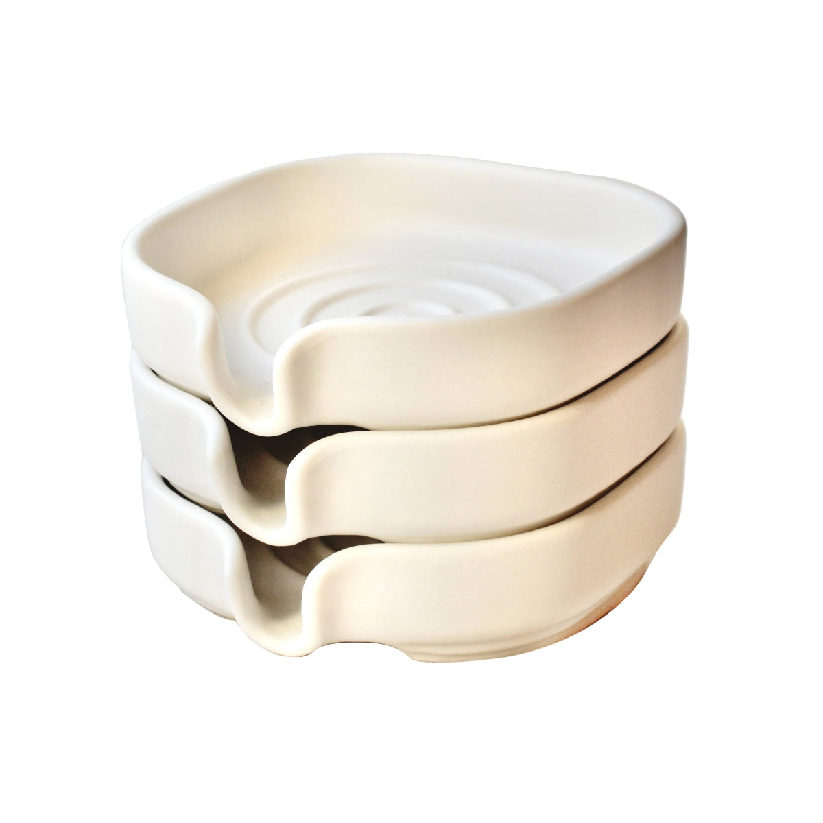 White matte ceramic self draining porcelain soap dish