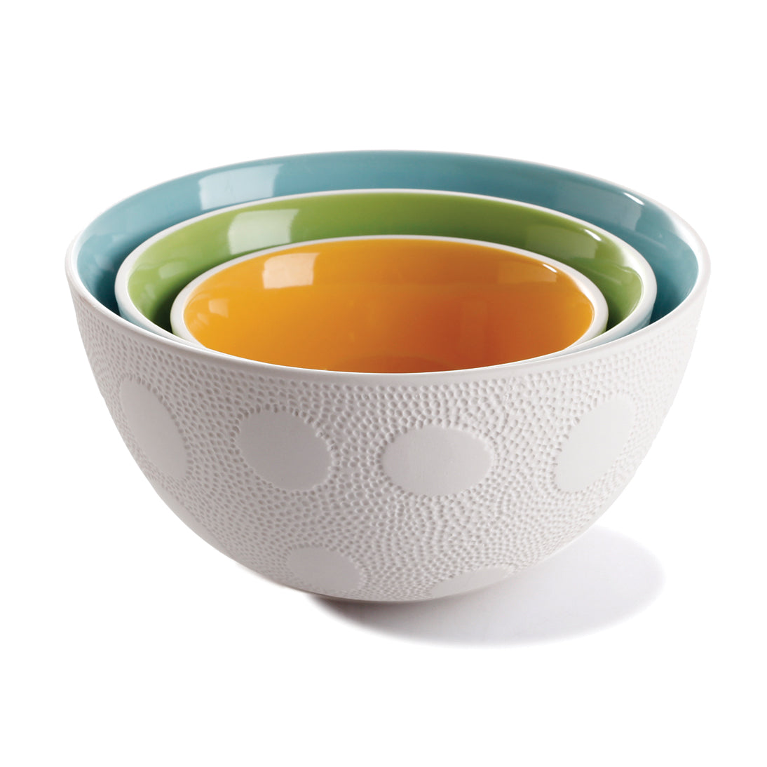 Handmade textured ceramic serving bowls set of three