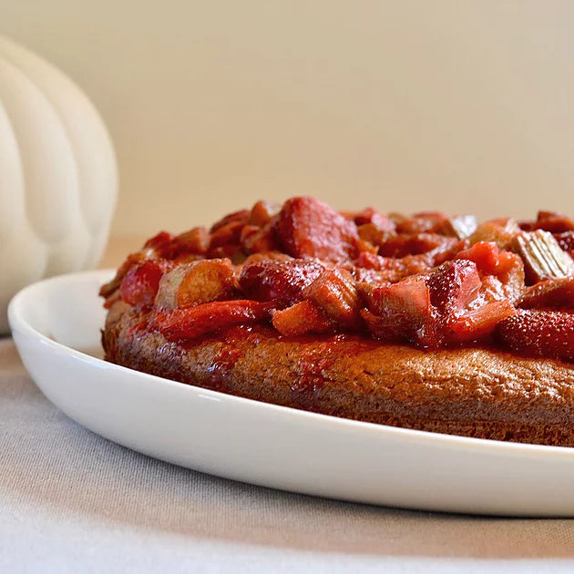 Strawberry-Rhubarb Almond Cake