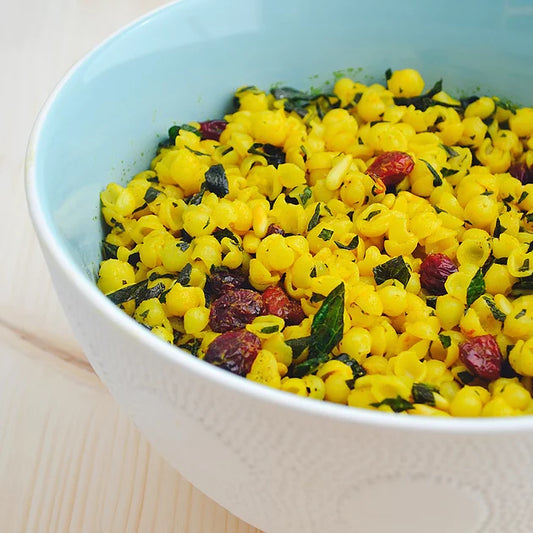 Saffron Pastina with Cranberries, Pinenuts & Mint