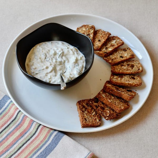 Multi-seed Rye Crackers with Raita