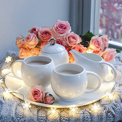 Eva teacups  - Modern Ceramic Teacups, Set of 2 - White