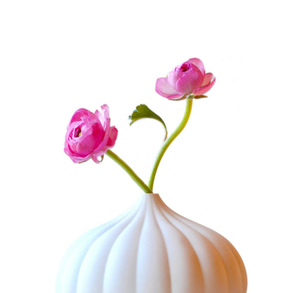 Large textured white porcelain Japandi ceramic vase