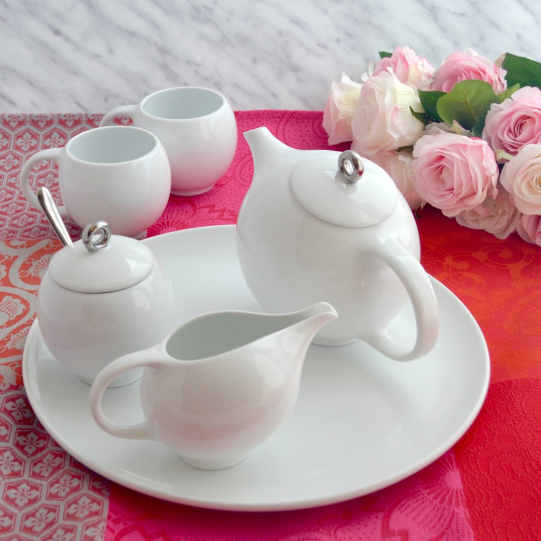 Sherwin Tea Set Eva 6-Piece Tea Set White – Modern Ceramic Teaware – Maia Ming Designs