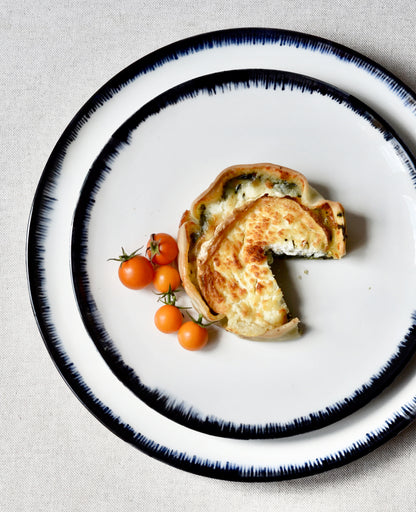 Hand-painted porcelain black rim plates dinner set