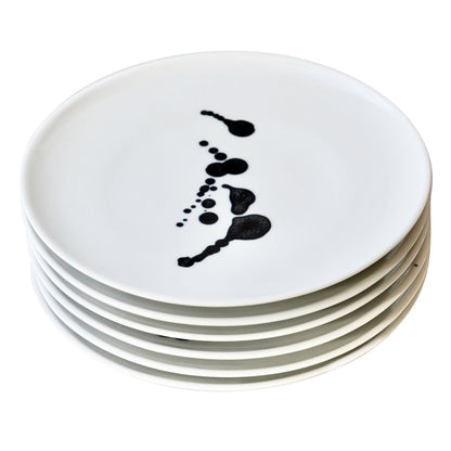 Japanese ink painting ceramic dinner plate set