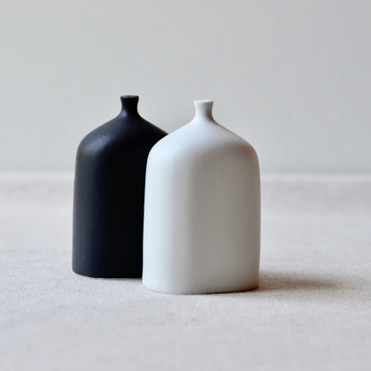 VIALS BLACK & WHITE SALT + PEPPER SET - Modern Porcelain Shakers