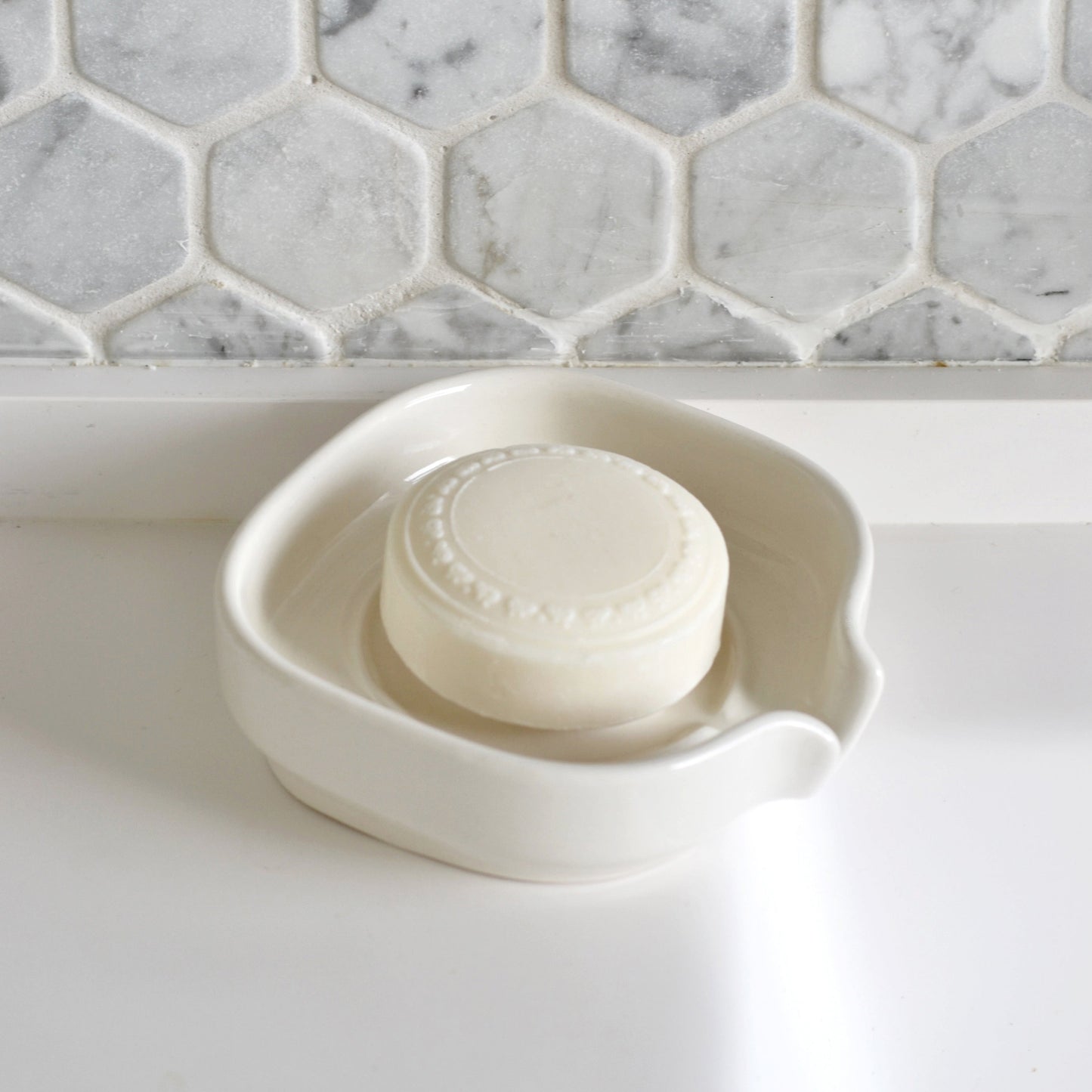 NEW! Self Draining Soapdish - Zero-Waste Porcelain - White Glossy