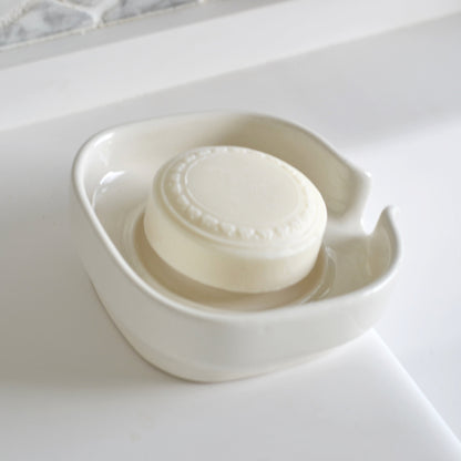 Jabonera autodrenante - Porcelana sin residuos - Blanco mate