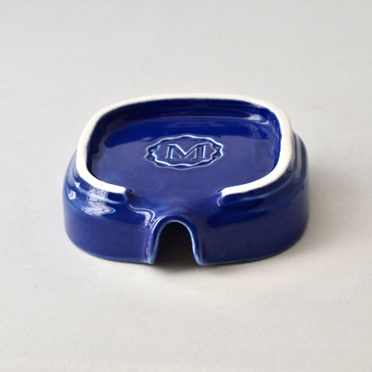 Cobalt blue self draining ceramic porcelain soap dish