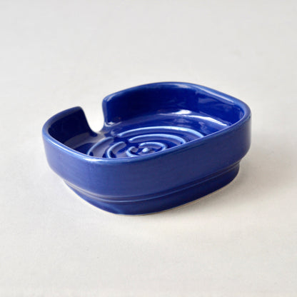 Cobalt blue self draining ceramic porcelain soap dish