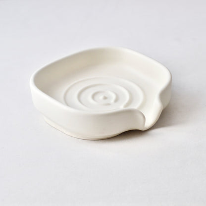 White matte ceramic self draining porcelain soap dish