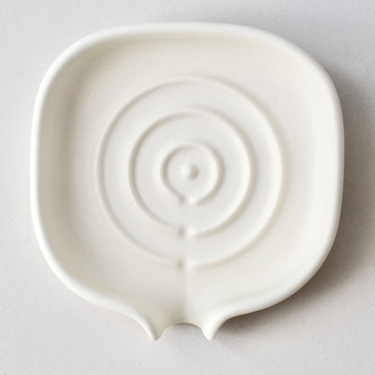 White matte ceramic self draining porcelain soap dish