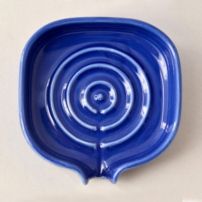 Cobalt blue self draining ceramic porcelain soap dish