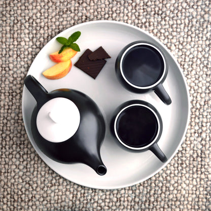 Modern matte black ceramic tea set – Eva 3-piece set