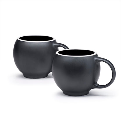Black ceramic Eva teacups set with stoneware finish