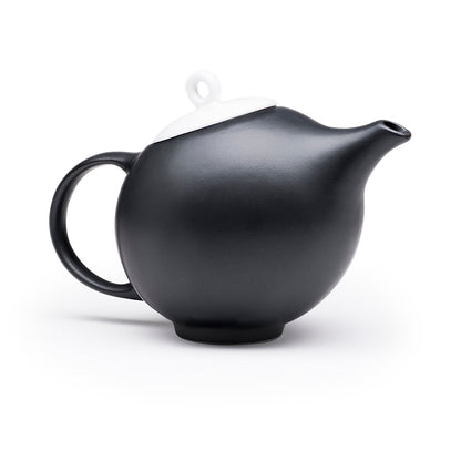Black ceramic designer teapot with stainless steel filter