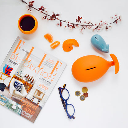 SAVE THE WHALES bank - Money Bank for Kids - orange