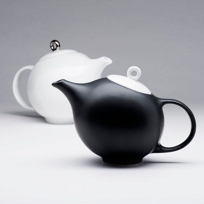 Black ceramic designer teapot with stainless steel filter