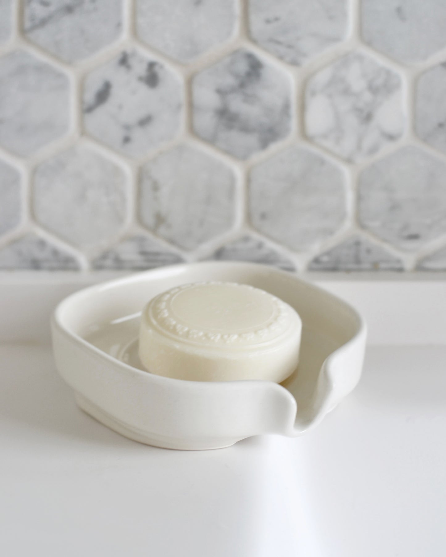 NEW! Self Draining Soapdish - Zero-Waste Porcelain - White Glossy