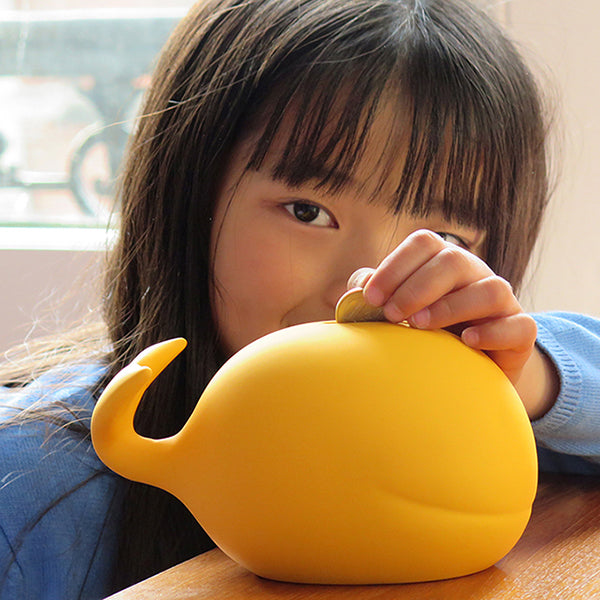 SAVE THE WHALES bank - Money Bank for Kids - yellow