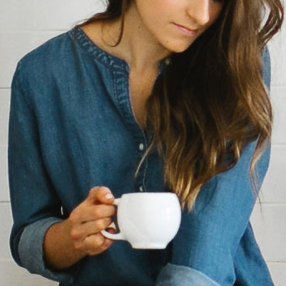 Eva teacups  - Modern Ceramic Teacups, Set of 2 - White