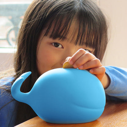 SAVE THE WHALES bank - Money Bank for Kids - blue