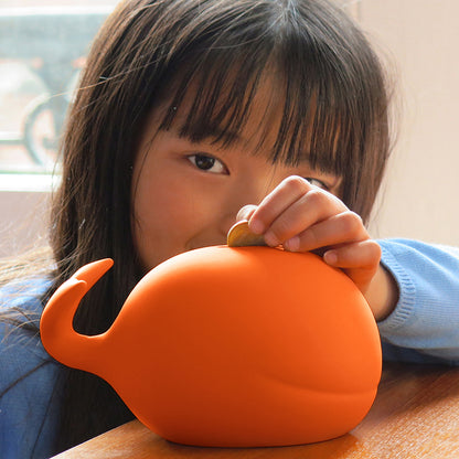SAVE THE WHALES bank - Money Bank for Kids - orange