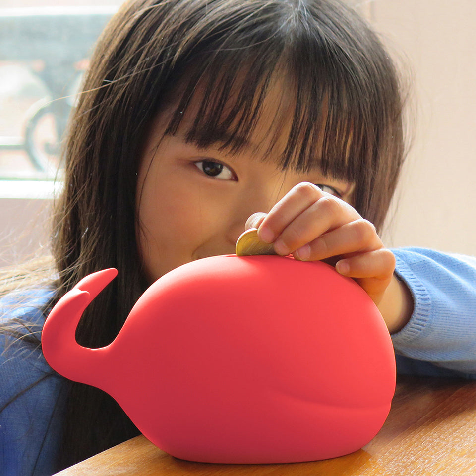 SAVE THE WHALES bank - Money Bank for Kids - pink