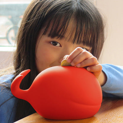 SAVE THE WHALES bank - Money Bank for Kids - red
