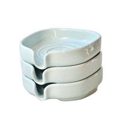 Celadon self draining ceramic soap dish porcelain holder