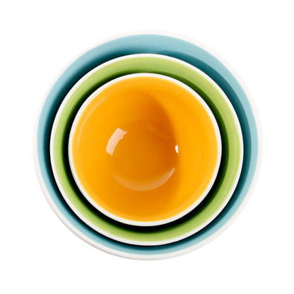 Handmade textured ceramic serving bowls set of three