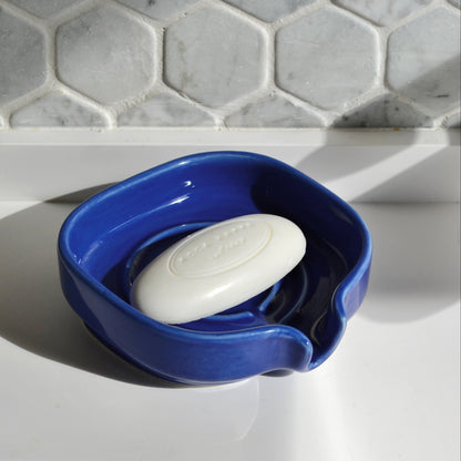 Self Draining Soapdish - Zero-Waste Porcelain - Cobalt Blue
