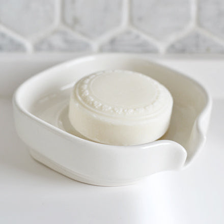NEW! Self Draining Soapdish - Zero-Waste Porcelain - White Glossy