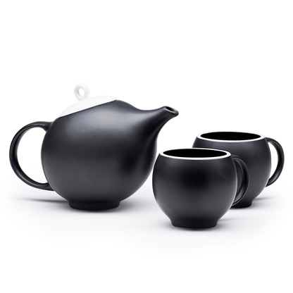 Modern matte black ceramic tea set – Eva 3-piece set