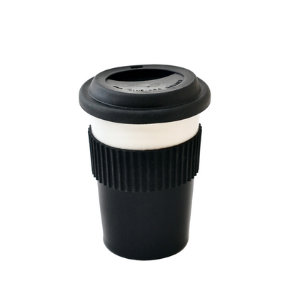 Black ceramic travel tumbler with BPA-free lid
