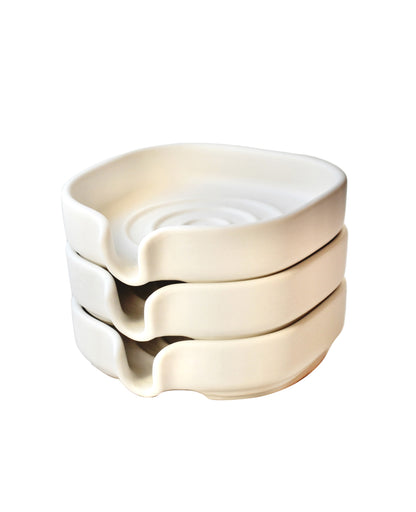 Juego de 3 jaboneras autodrenantes - blanco mate