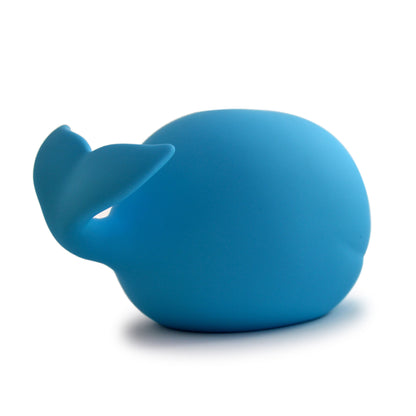 Blue whale piggy bank with ceramic body and coin slot