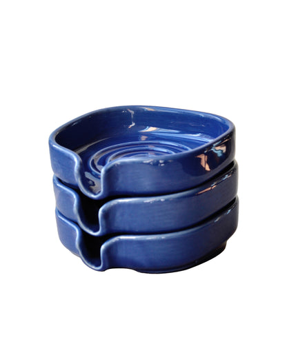 Set of 3 Self Draining Soapdishes - glossy cobalt blue