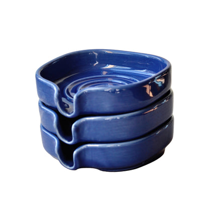 Cobalt blue self draining ceramic porcelain soap dish