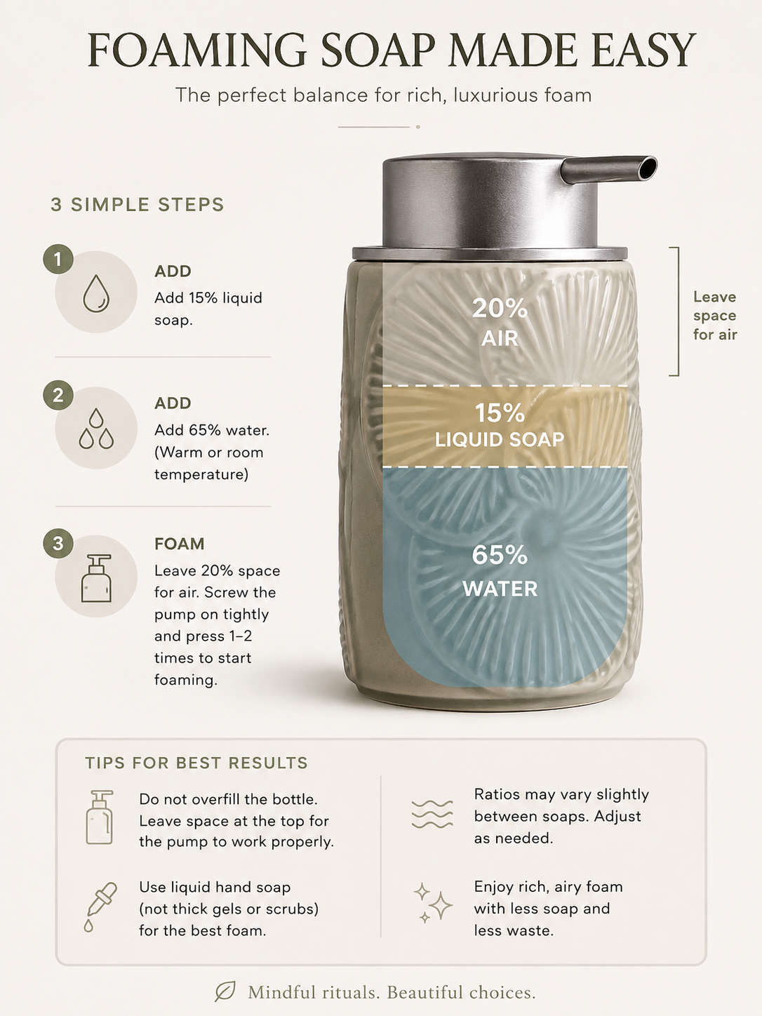 Ceramic Foaming Soap Dispenser - Morning White