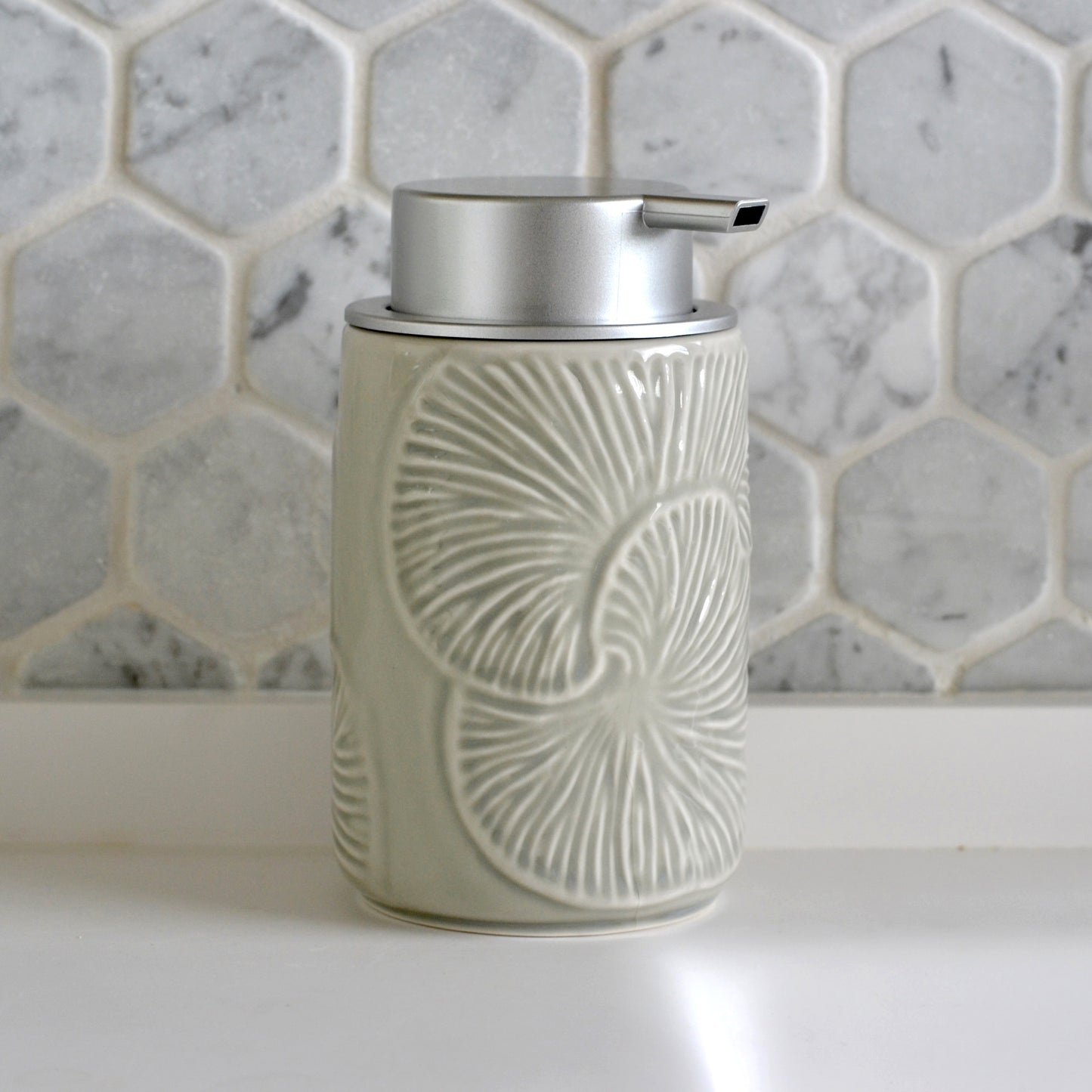 NEW! Handmade Ceramic Foaming Soap Dispenser - Mist Grey