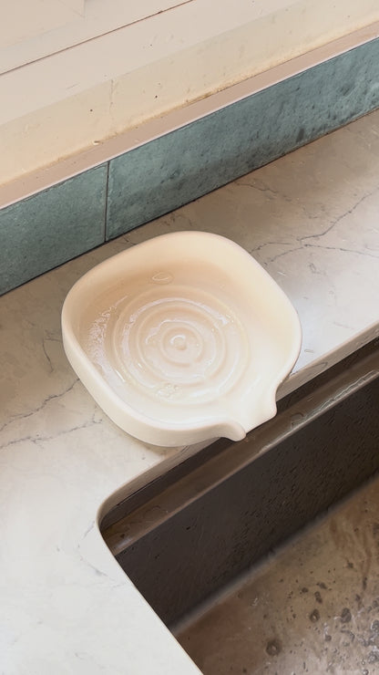 Jabonera autodrenante - Porcelana sin residuos - Blanco mate