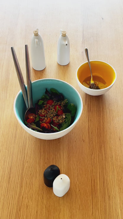 Textured Ceramic Serving Bowls - Set of 3